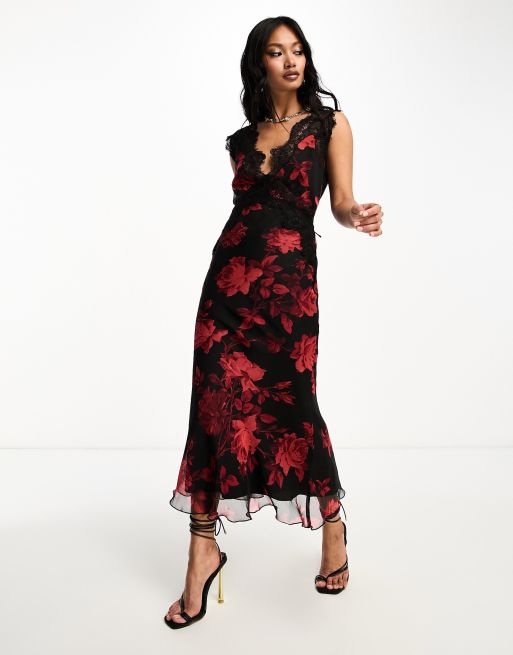 Black floral hotsell dress asos