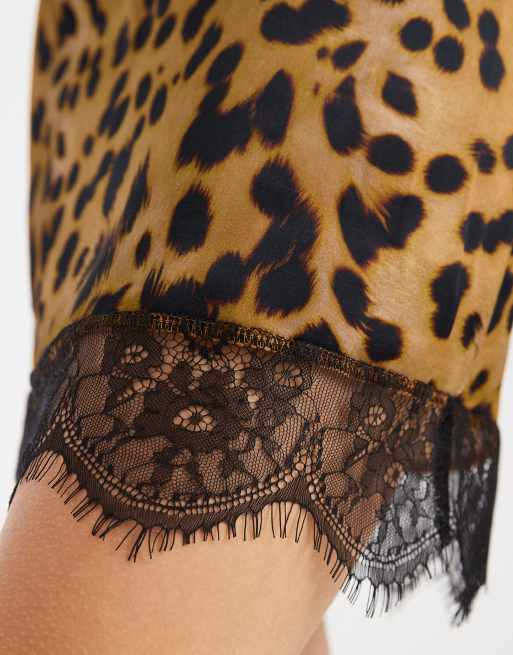 ASOS DESIGN lace trim mini skirt in animal print, 3 of 5