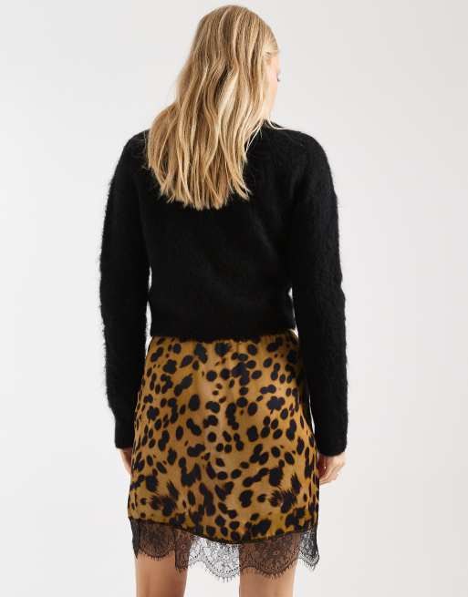 ASOS DESIGN lace trim mini skirt in animal print, 5 of 5