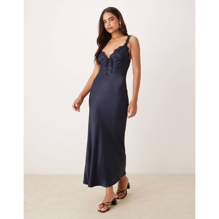 dark blue slip dress Midnight Blue Slip Dress main image 1