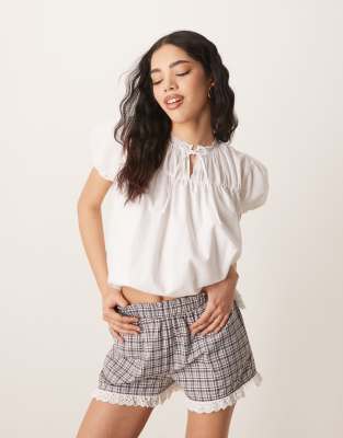 Asos Design Lace Trim Shorts In Multi