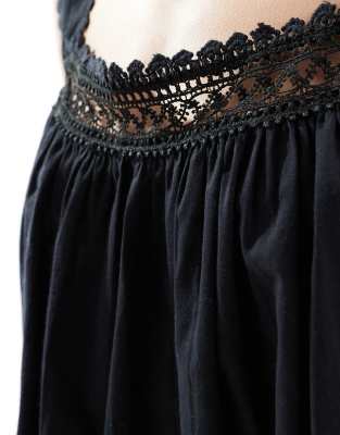 Asos Design Lace Trim Square Neck Cami Top In Black