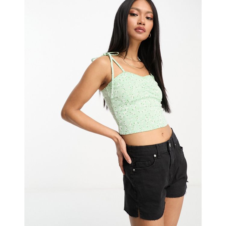 ASOS DESIGN embroidered sun cropped tank top in pink