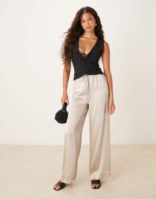 Asos Design Lace Trim Top In Black
