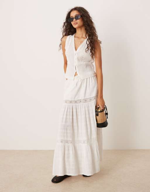 ASOS DESIGN lace trim waistcoat in white, 2 of 4