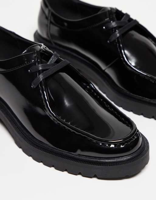 ASOS DESIGN lace up apron shoes in black, 2 of 3