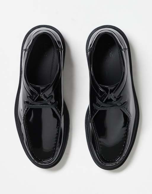 ASOS DESIGN lace up apron shoes in black, 3 of 3