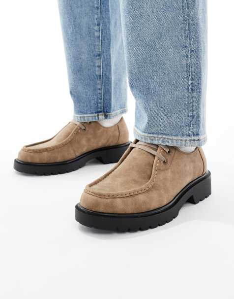ASOS DESIGN lace up apron shoes in taupe - view 1