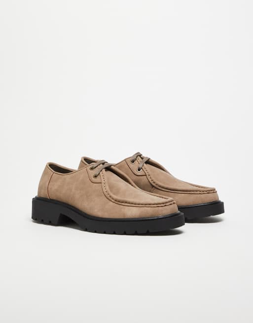 ASOS DESIGN lace up apron shoes in taupe, 2 of 4