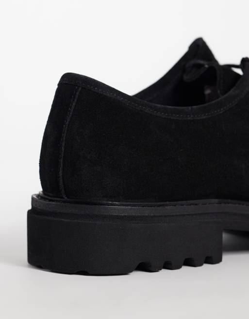 ASOS DESIGN lace up apron shoes with cleated sole in black suede, 5 of 5
