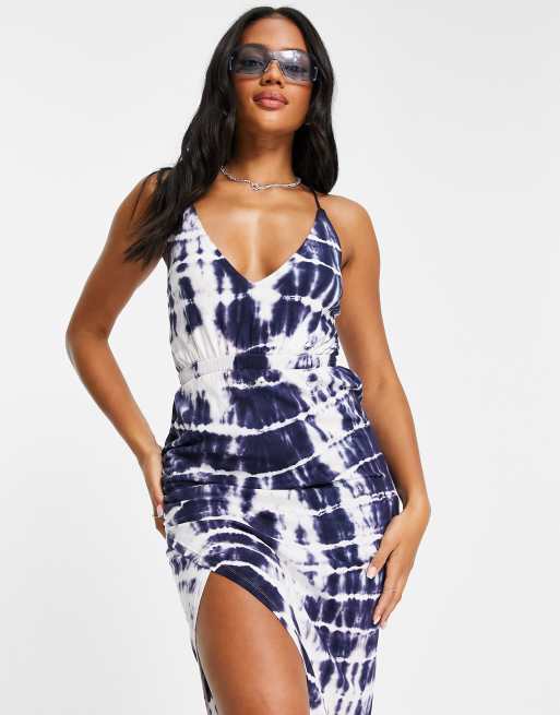 ASOS DESIGN tie front detail mesh beach dress in tie dye