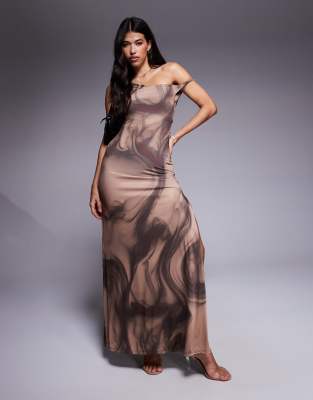 Asos Design Lace Up Back Maxi Dress In Multi
