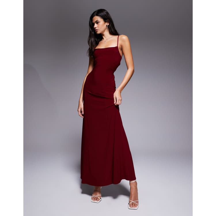 asos red lace dress ASOS DESIGN square neck lace sleeve mini dress in burgundy