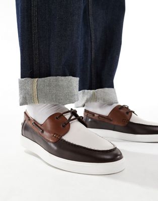  lace up boat shoes  suede with tan details