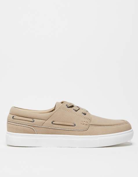 ASOS DESIGN lace up boat shoes in stone - view 1