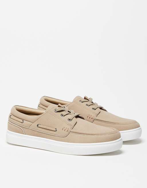 ASOS DESIGN lace up boat shoes in stone, 3 of 4