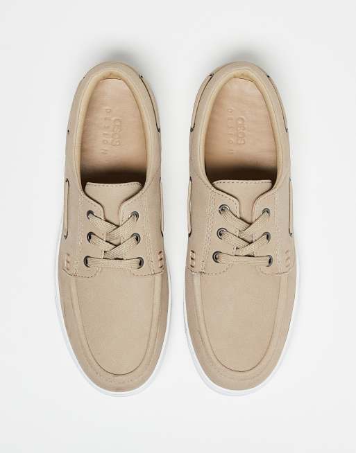 ASOS DESIGN lace up boat shoes in stone, 4 of 4