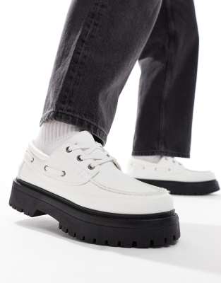 ASOS DESIGN ASOS DESIGN lace up boat shoes in white with chunky sole