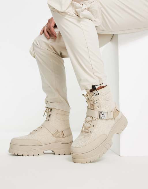 beige boots lace up