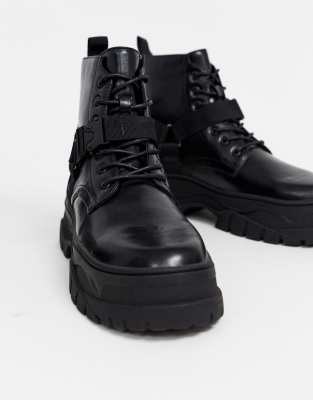 asos design anarchy leather lace up boots