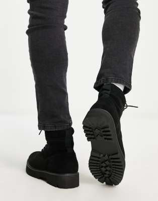 suede lace up boots black