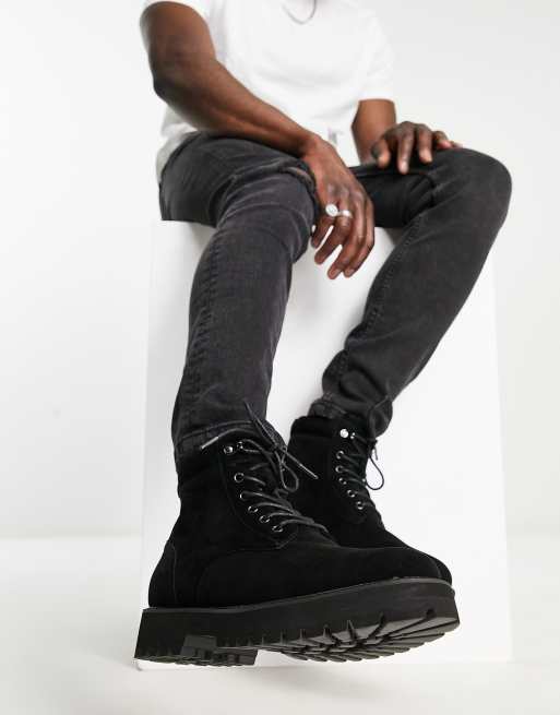 ASOS High Top Sneaker Boots In Black With Gum Sole