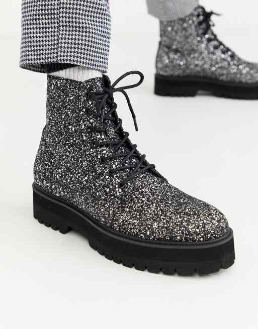 Glitter lace up outlet boots