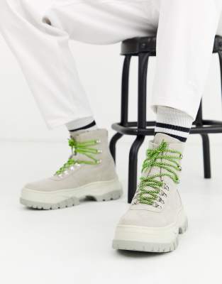 off white lace up boots