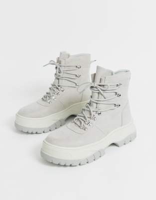off white lace up boots