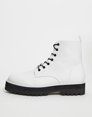 lace up boots white