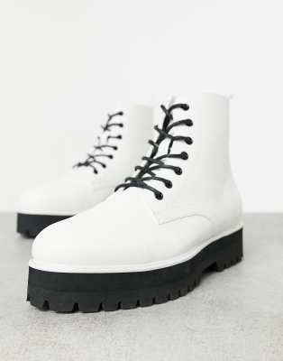 asos design elm chunky lace up boots