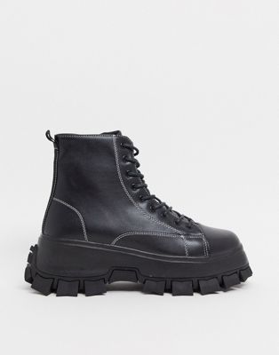 asos design elm chunky lace up boots
