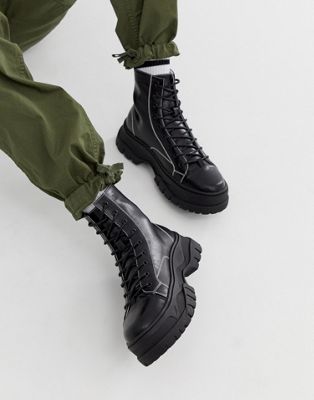 asos black lace up boots