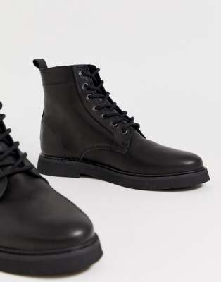 asos design anarchy leather lace up boots