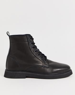 lace up leather boots with thick soles