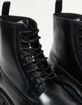 Asos Design Lace Up Boots In Black