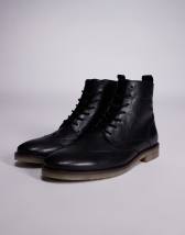 Bolongaro Trevor minimal lace up boots in black faux leather 
