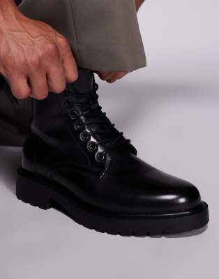 Asos Design Lace Up Boots In Black