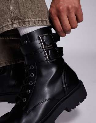Asos Design Lace Up Boots In Black