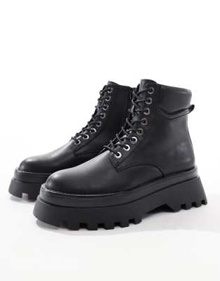 ASOS DESIGN ASOS DESIGN lace up boots in black with chunky sole