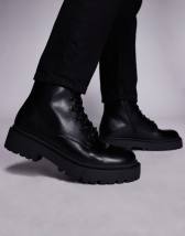 Schuh dane Chunky Boots Men 7.5 Schuh dane chunky lace up boots in black leather | ASOS main image 4