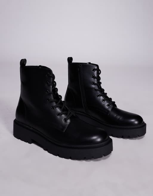 ASOS DESIGN lace up boots in black with chunky sole