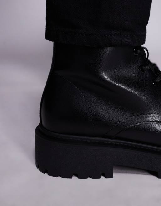 ASOS DESIGN lace up boots in black with chunky sole
