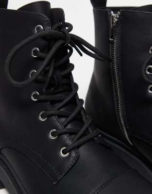 Asos Design Lace Up Boots In Black