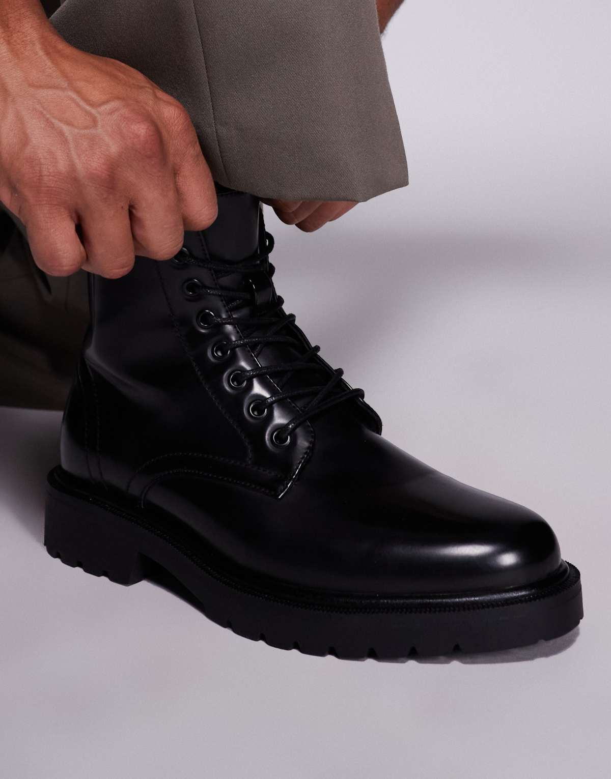 ASOS DESIGN lace up boots in black
