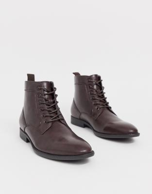 asos design anarchy leather lace up boots