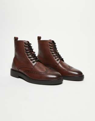 Asos Design Lace Up Boots In Brown
