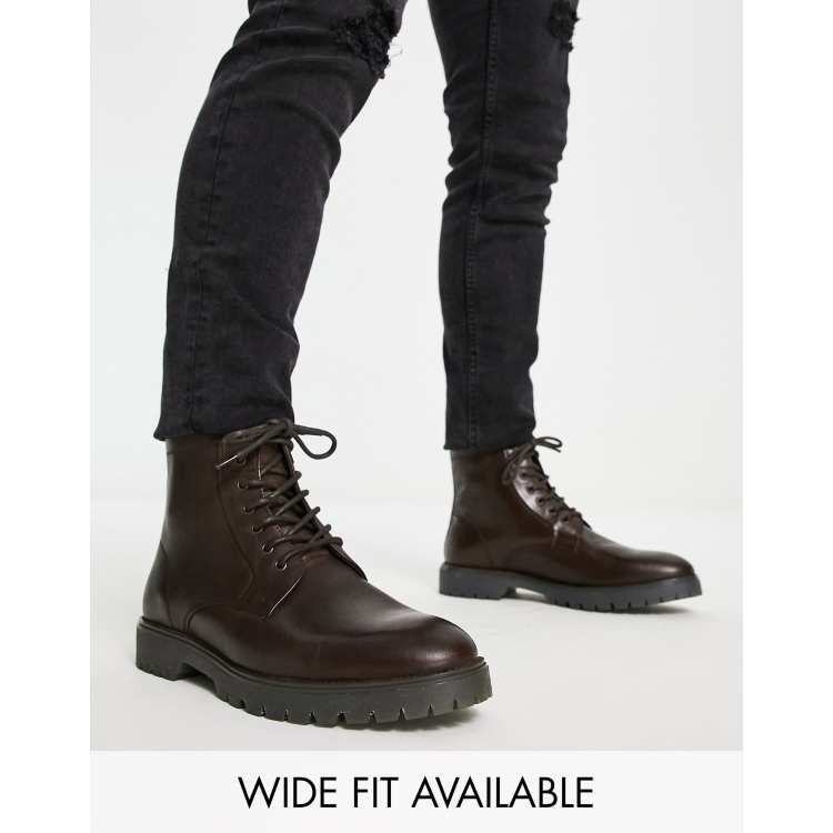 Asos attitude chunky sales lace up boots