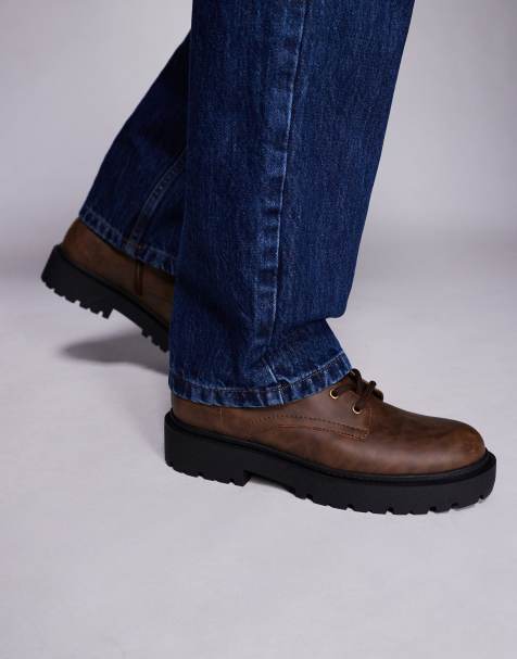 ASOS DESIGN lace up boots in brown with chunky sole - view 1