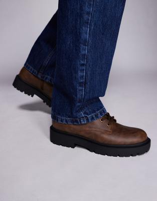 Asos Design Lace Up Boots In Brown